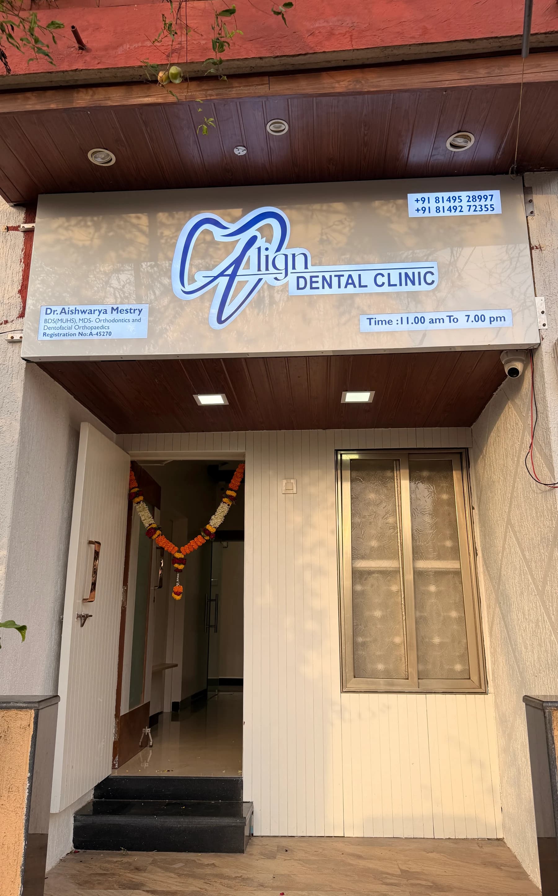 Align Dental Clinic entrance in Ahilyanagar with welcoming signage