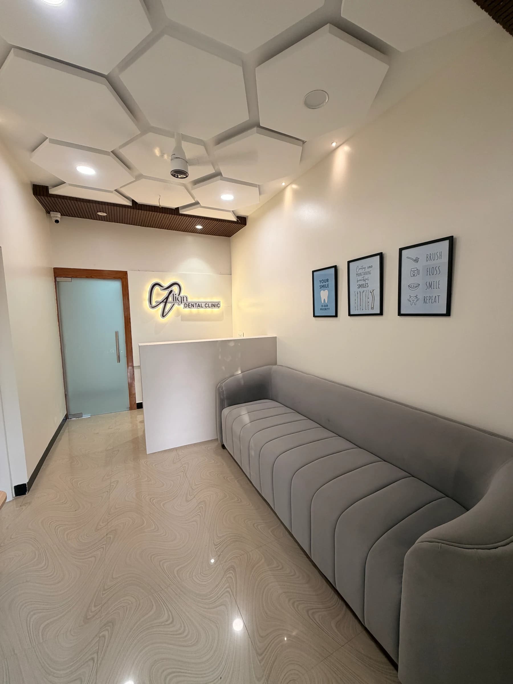 Welcoming reception and waiting area at Align Dental Clinic
